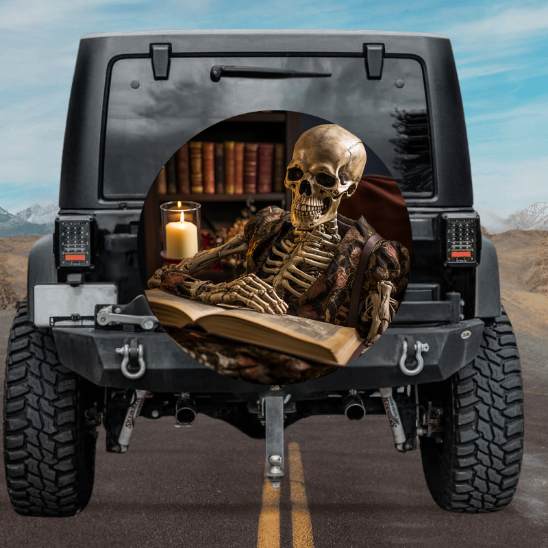 Load image into Gallery viewer, New skull design spare tire cover thickened leather universal - Skeleton reading Ⅲ
