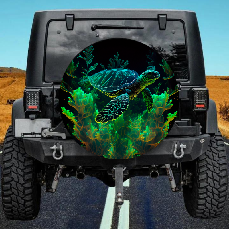 Load image into Gallery viewer, Turtle in green spare tire cover thickened leather universal
