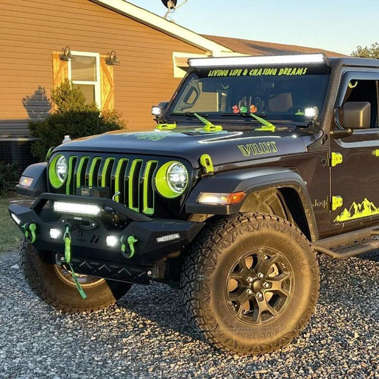 Front Bumper with LED Lights and D-Ring  For 07-24 Jeep Wrangler JL