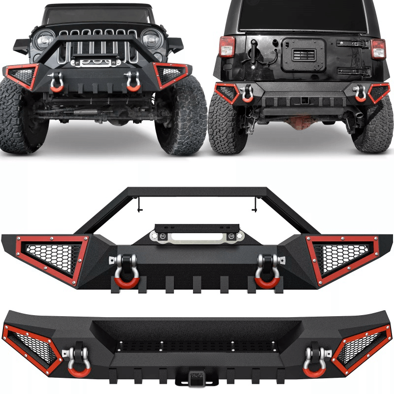 Load image into Gallery viewer, Front / Rear Bumper Combo Fits 07-18 Jeep Wrangler JK Unlimited w
