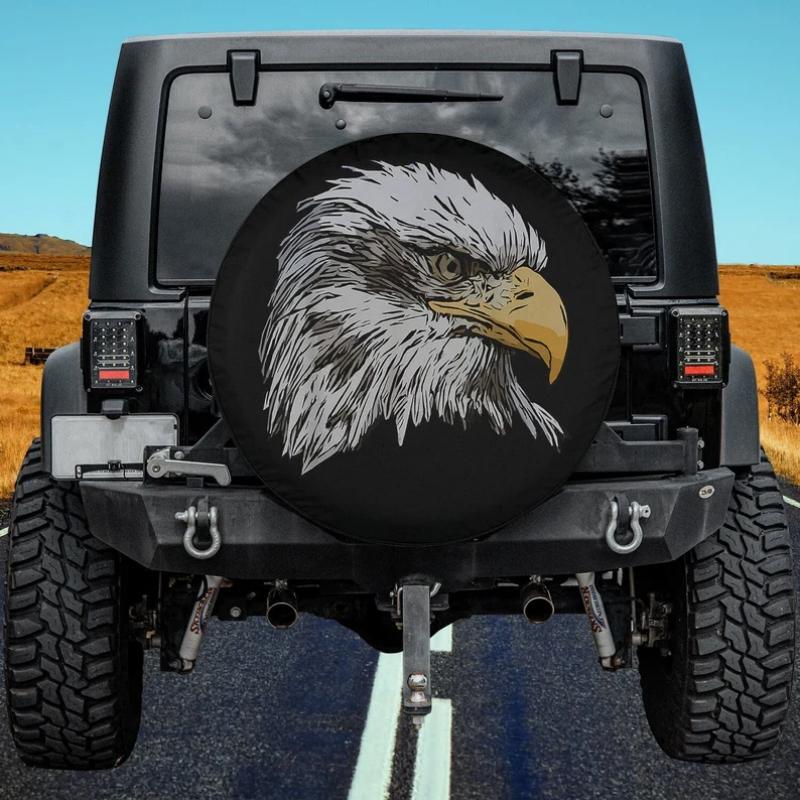 Load image into Gallery viewer, Eagle Imprint American Bird Animal Retro Art Motif Bald Spare Tire Cover Thickening Leather Universal
