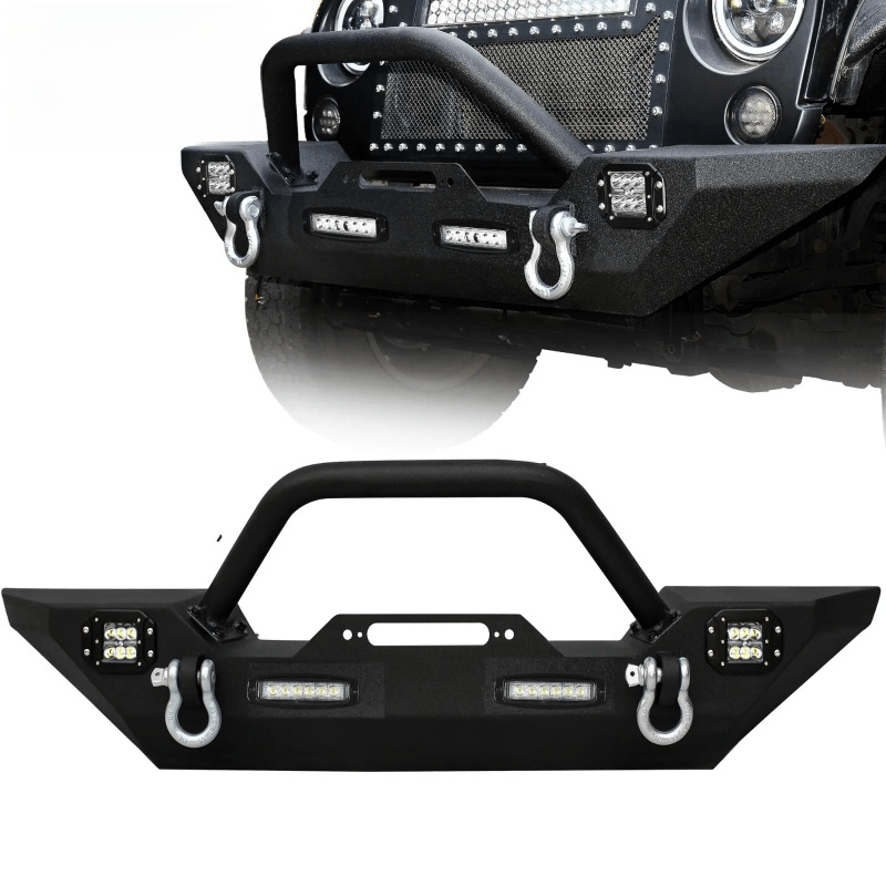 Load image into Gallery viewer, Front Bumper For 07-18 Jeep Wrangler JK Unlimited w/ Winch Plate LED Lights
