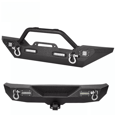 Front/Rear Bumper Combo For 07-18 Jeep Wrangler JK / Winch Plate LED Lights