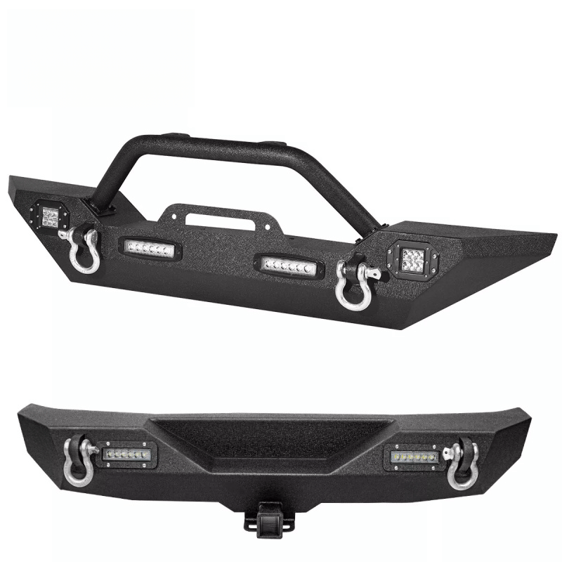 Load image into Gallery viewer, Front/Rear Bumper Combo For 07-18 Jeep Wrangler JK / Winch Plate LED Lights
