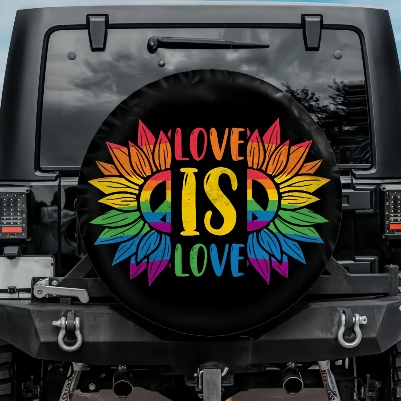 Load image into Gallery viewer, Love is Love Rainbow Tire Cover
