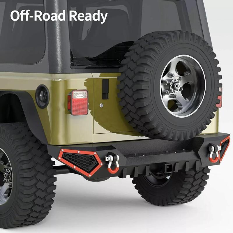 Load image into Gallery viewer, Rear Bumper For 87-06 Jeep Wrangler YJ w/ 2x D-Rings
