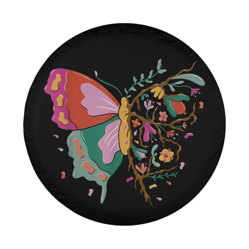 Load image into Gallery viewer, Butterfly In Nature Design With Flowers Spare Tire Cover Thickening Leather Universal
