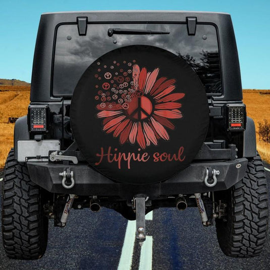 Flower Peace Love Happy Soul Spare Tire Cover Thickening Leather Universal