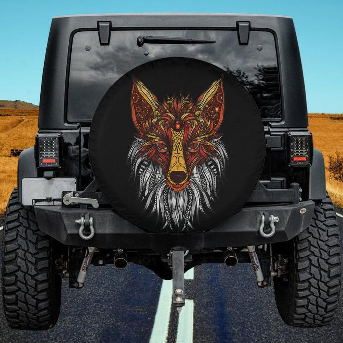 Watercolor Mandala Fox for Fox Colorful Pop Art Style Spare Tire Cover Thickening Leather Universal