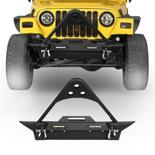 Front Bumperw/LED Light & Winch Plate Fit 97-06 Jeep Wrangler TJ