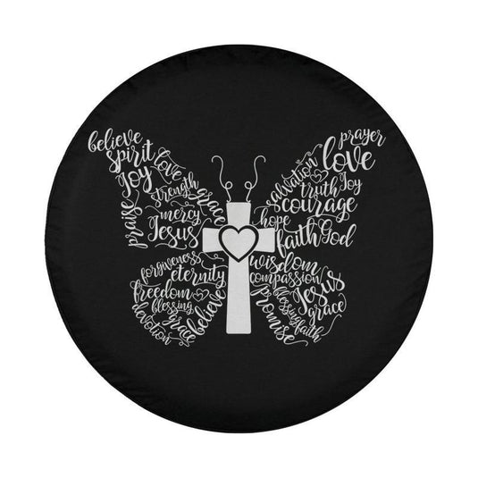 Butterfly Cross Christian Butterfly Jesus Christian Spare Tire Cover Thickening Leather Universal