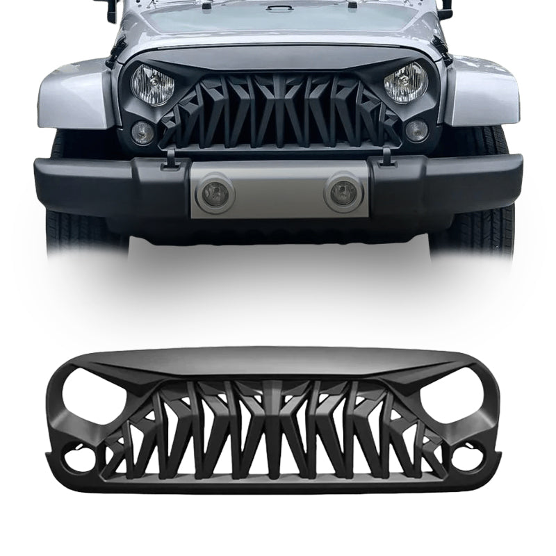 Load image into Gallery viewer, Black Shark Grille Front Bumper Grill For 07-18 Jeep Wrangler JK JKU
