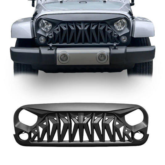 Black Shark Grille Front Bumper Grill For 07-18 Jeep Wrangler JK JKU