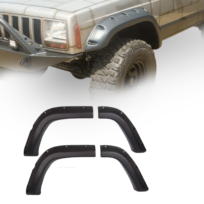 Load image into Gallery viewer, Pocket Rivet Style Wheel Fender Flares Textured Fit For Jeep Cherokee XJ
