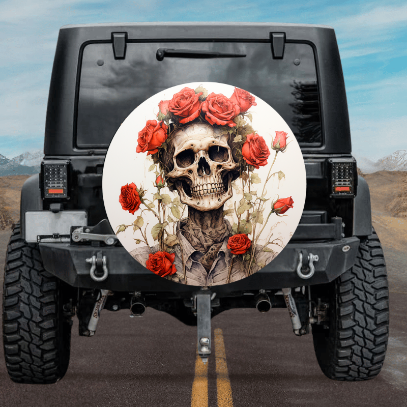 Load image into Gallery viewer, New skull design spare tire cover thickened leather universal - Skull and roses
