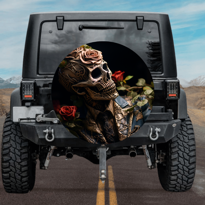 Load image into Gallery viewer, New skull design spare tire cover thickened leather universal - Skull &amp; Roses
