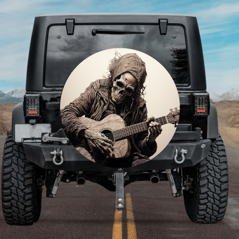 Load image into Gallery viewer, New skull design spare tire cover thickened leather universal - Skeleton guitarist
