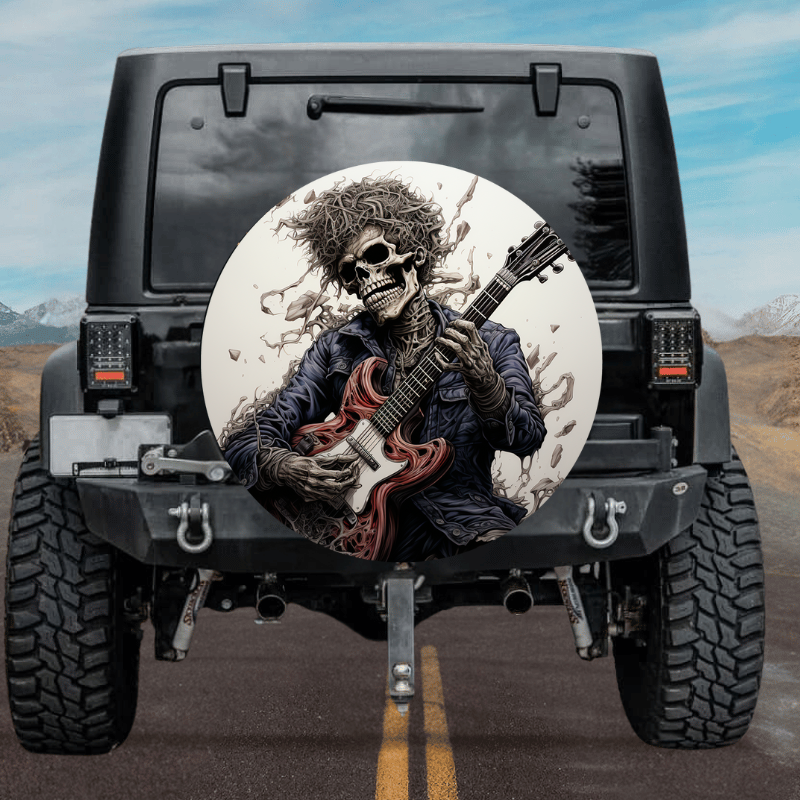 Load image into Gallery viewer, New skull design spare tire cover thickened leather universal - Skeleton guitarist Ⅱ
