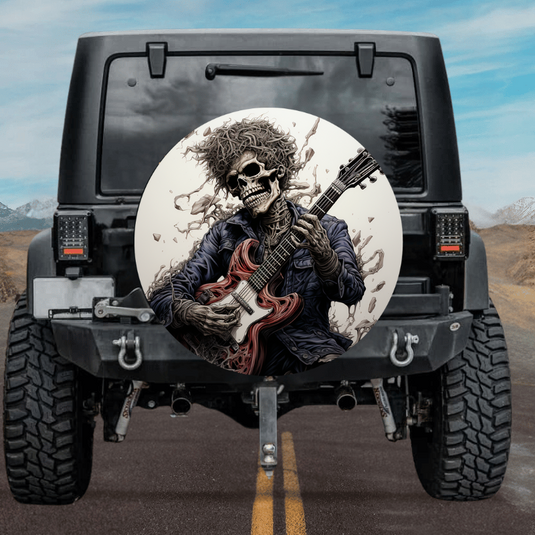 New skull design spare tire cover thickened leather universal - Skeleton guitarist Ⅱ