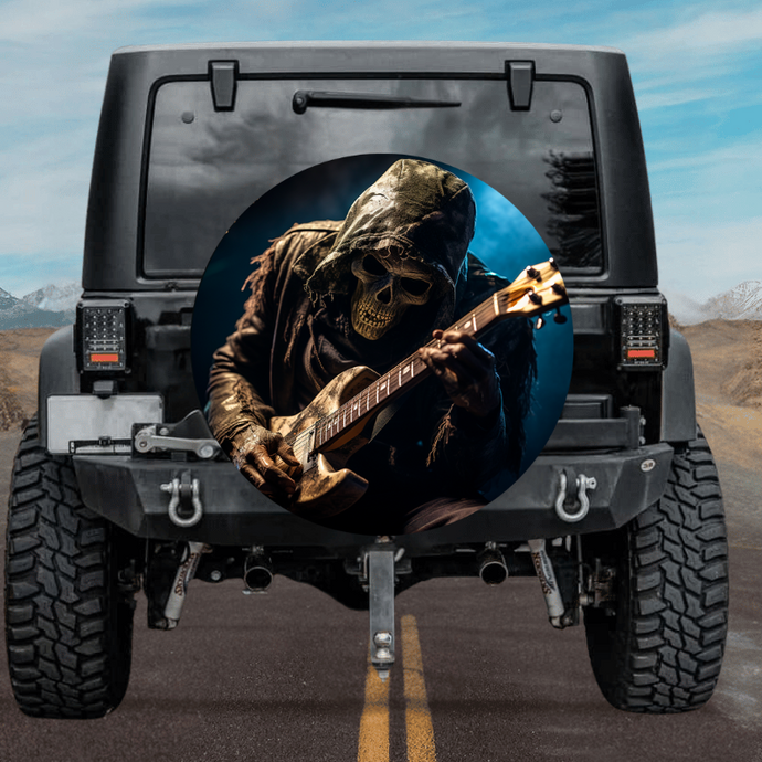 New skull design spare tire cover thickened leather universal - Skeleton guitarist Ⅲ