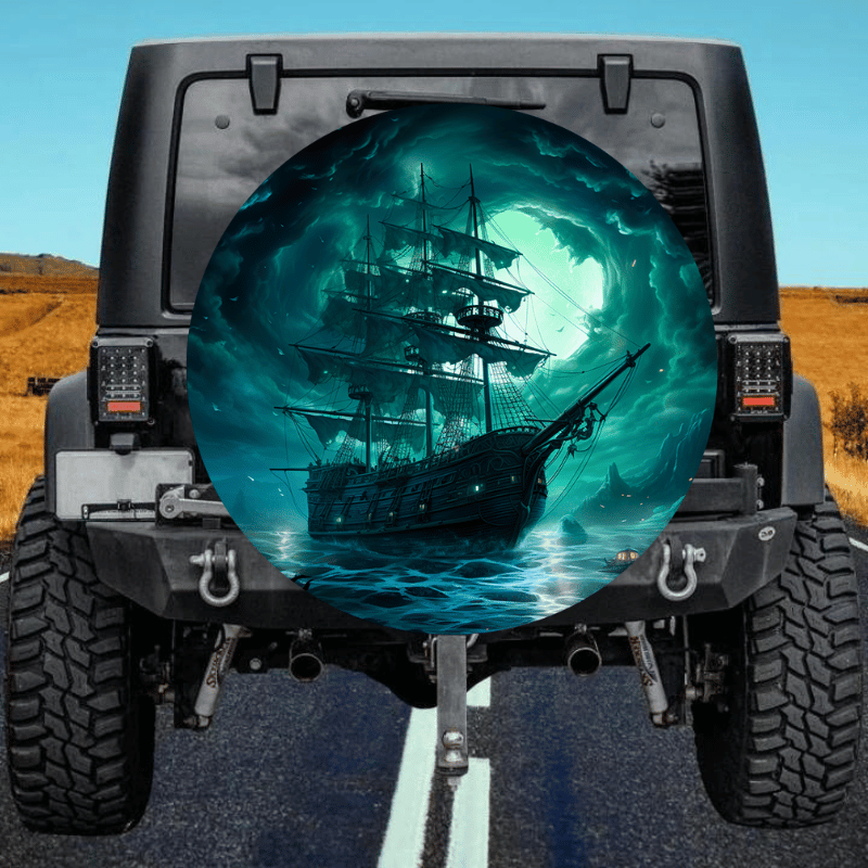 Load image into Gallery viewer, Ghost Ship spare tire cover thickened leather universal
