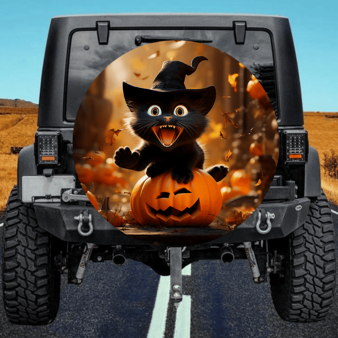 Black cat 5 spare tire cover thickened leather universal