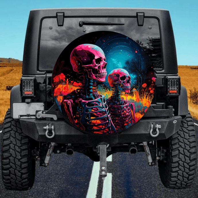 Skull 3 spare tire cover thickened leather universal