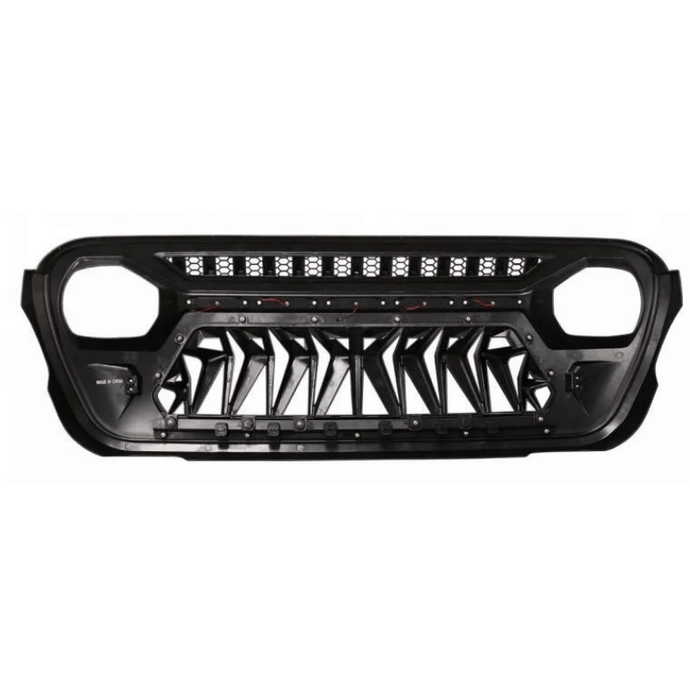 Shark Grille Bumper Grill w/ LED Lights  For 18-24 Jeep Wrangler JL