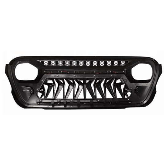 Shark Grille Bumper Grill w/ LED Lights  For 18-24 Jeep Wrangler JL