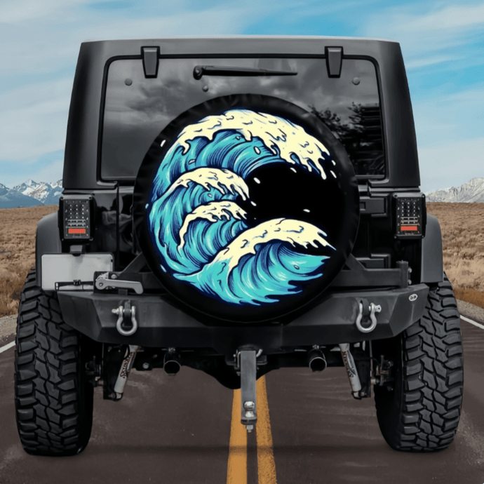 Blue Ocean Wave Spare Tire Cover