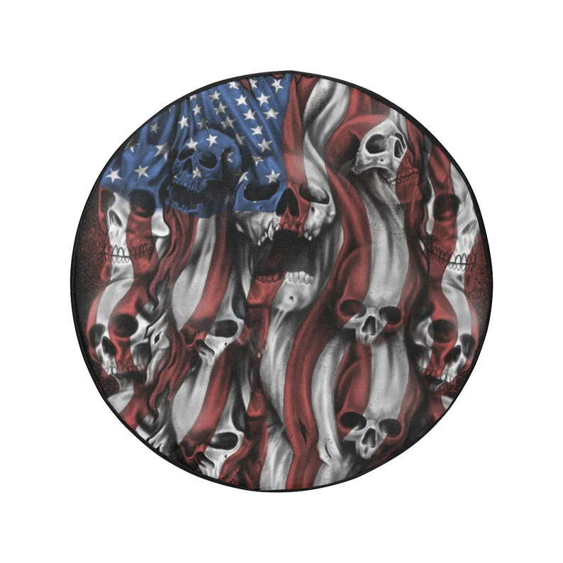 Load image into Gallery viewer, Skull American Flag Spare Tire Cover
