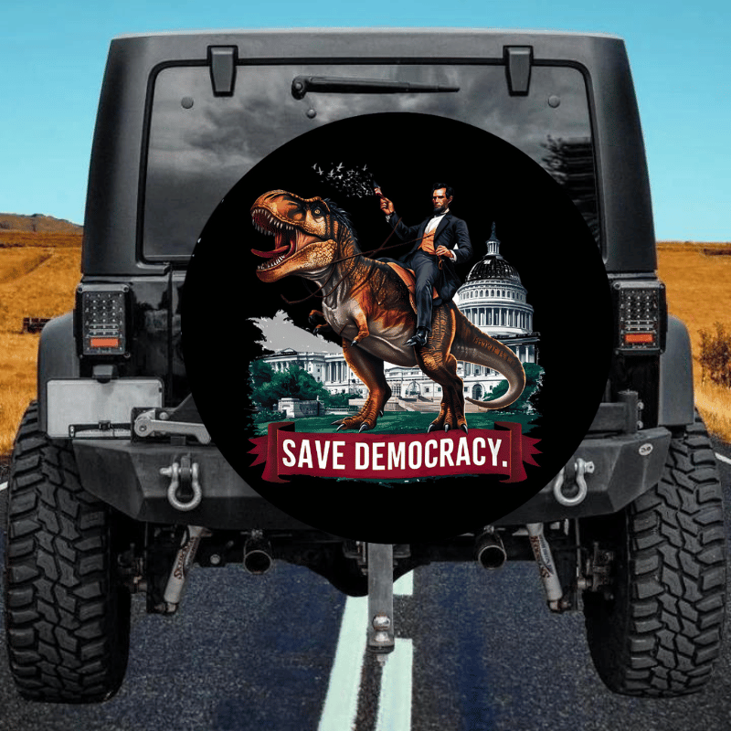 Load image into Gallery viewer, SAVE DEMOCRACY spare tire cover thickened leather universal
