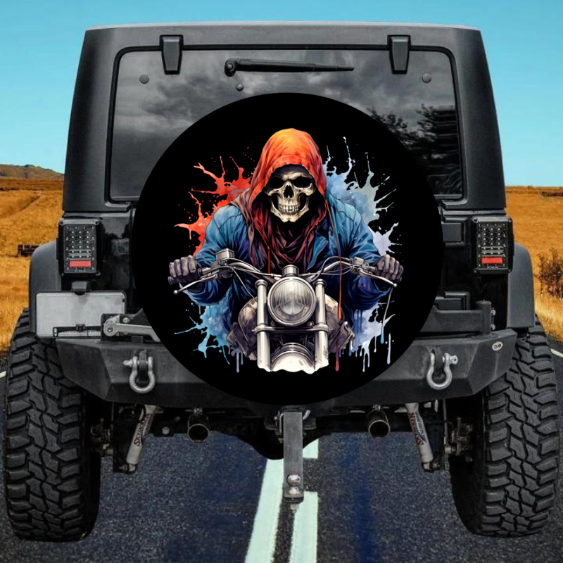 Load image into Gallery viewer, Motorcycle Skeleton design spare tire cover thickened leather universal
