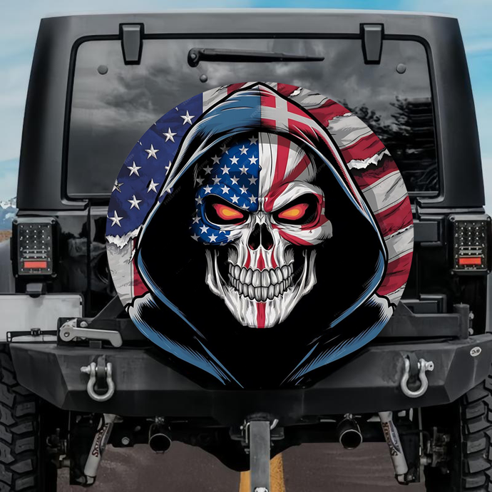 Flag and skull spare tire cover thickened leather universal