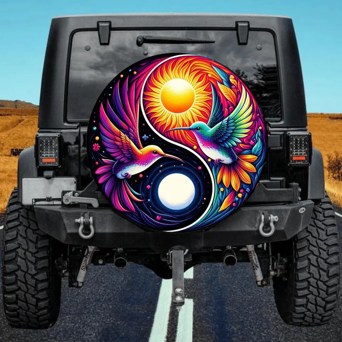 sun moon and bird Spare Tire Cover Thickening Leather Universal