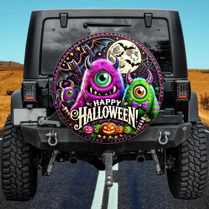 Load image into Gallery viewer, Happy Halloween spare tire cover thickened leather universal
