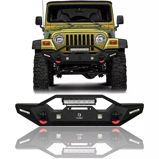 Front Bumper W/Winch Plate&Lights For 97-06 Jeep Wrangler TJ