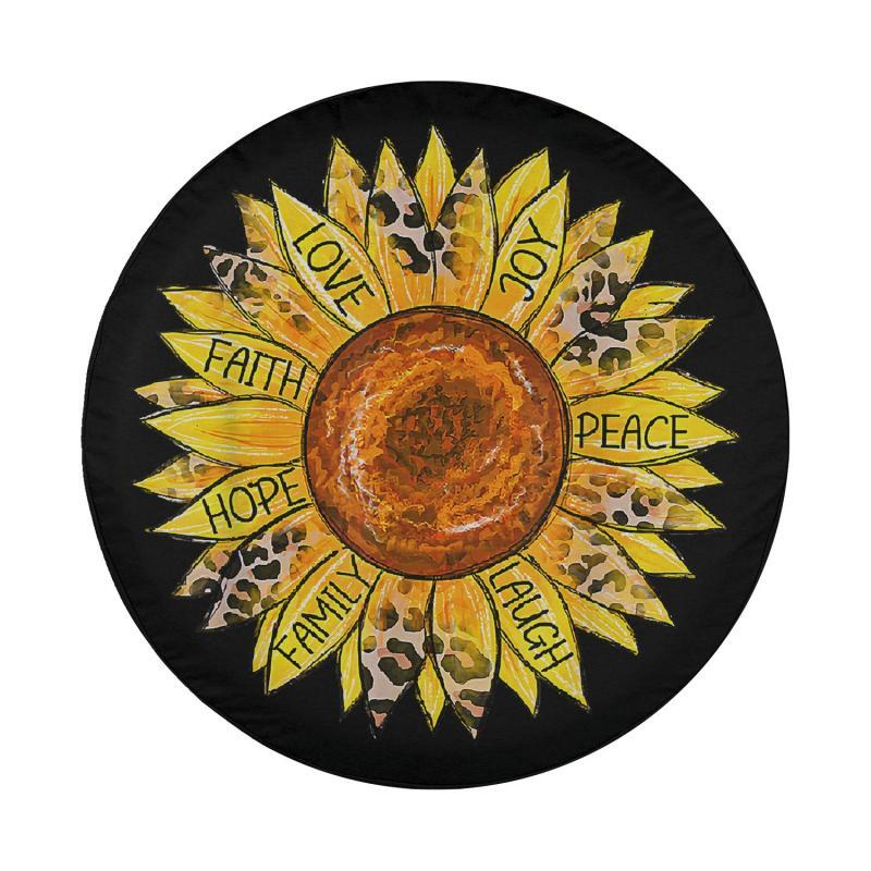 Load image into Gallery viewer, Sunflower Butterfly Faith Hope Love Christian Spare Tire Cover Thickening Leather Universal
