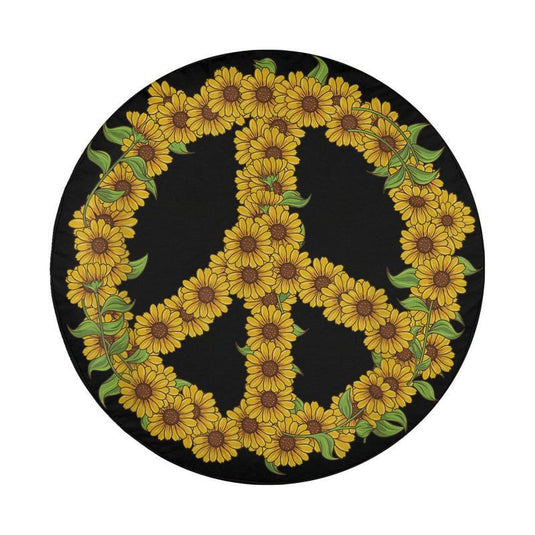 Flower Ladies Power Peace Hippie 60s 70s Women Spare Tire Cover Thickening Leather Universal