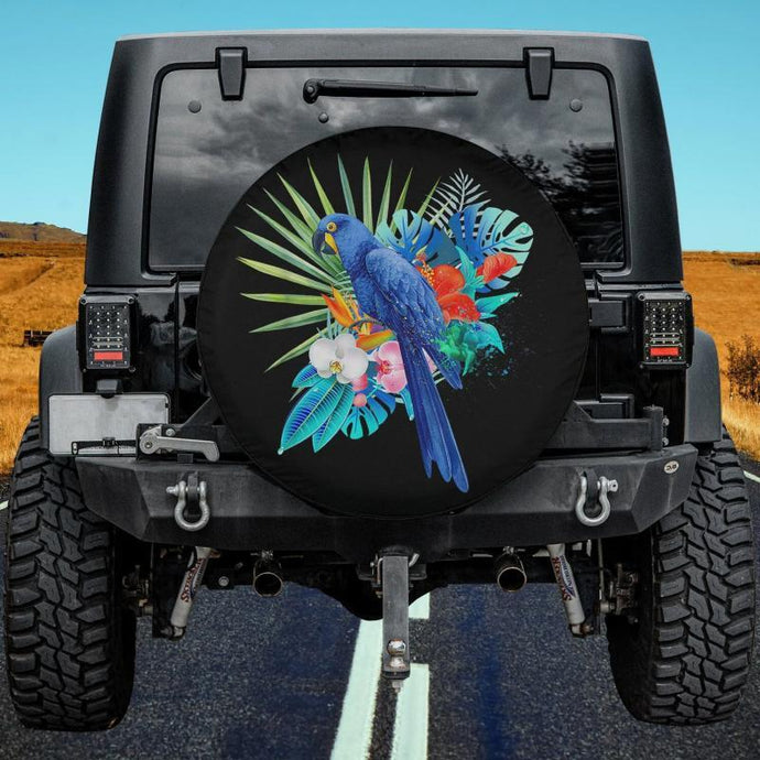 Floral Parrot Colorful Flowers Parrot Watercolor Splash Spare Tire Cover Thickening Leather Universal