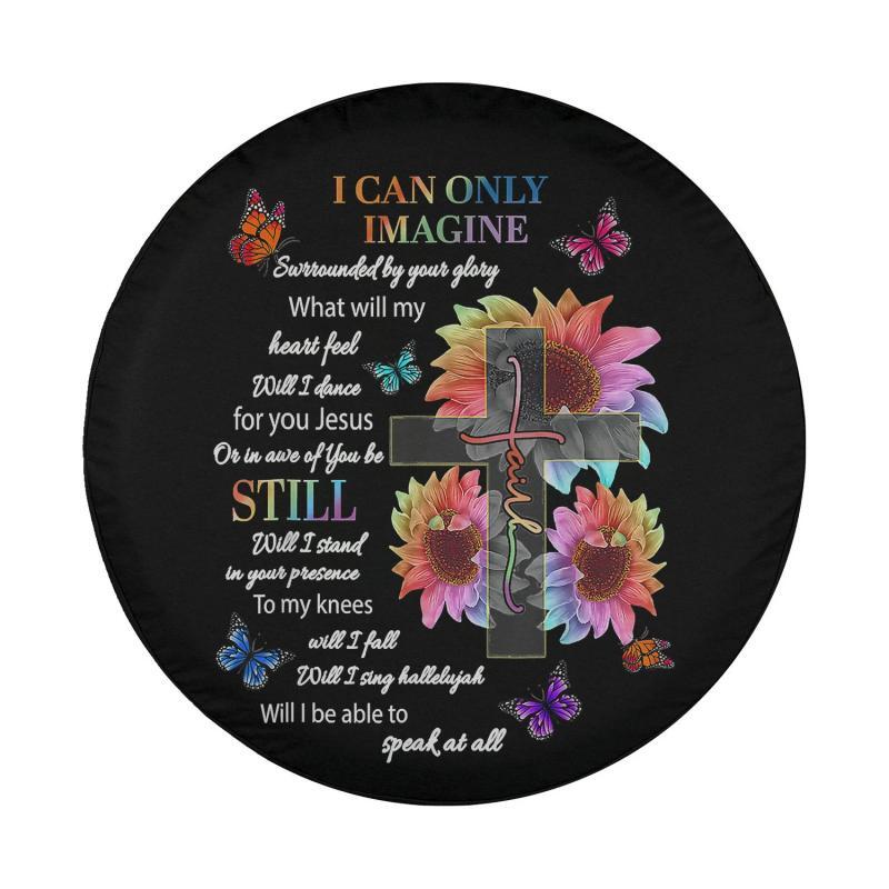 Load image into Gallery viewer, Only Imagine Faith Butterfly Jesus Christian Bible Verse God Spare Tire Cover Thickening Leather Universal
