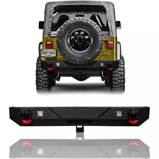 Rear Bumper W/Winch Plate&Lights For 97-06 Jeep Wrangler TJ