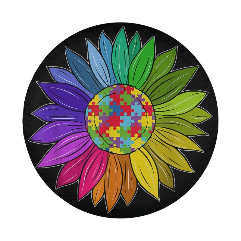 Load image into Gallery viewer, Floral Autism Awareness Daisy Flower Spare Tire Cover Thickening Leather Universal
