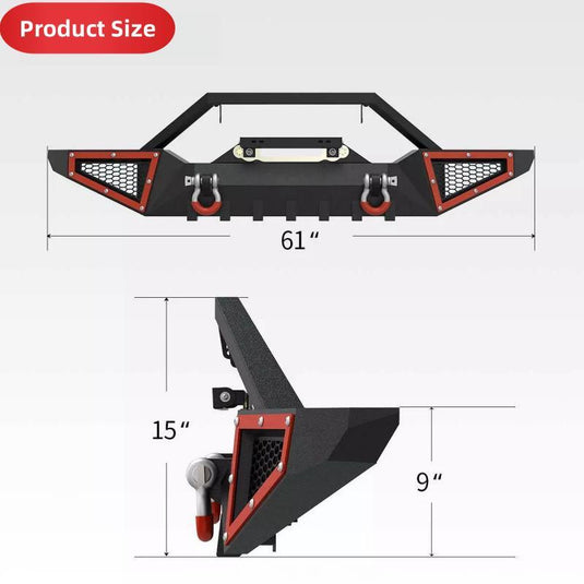 Front / Rear Bumper Combo Fits 07-18 Jeep Wrangler JK Unlimited w