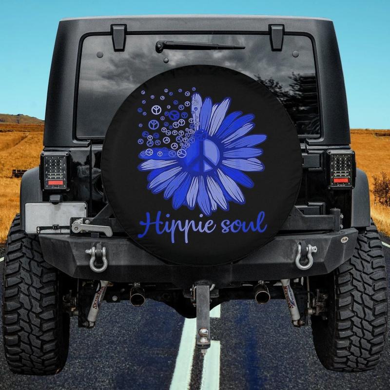 Load image into Gallery viewer, Flower Peace Love Happy Soul Spare Tire Cover Thickening Leather Universal
