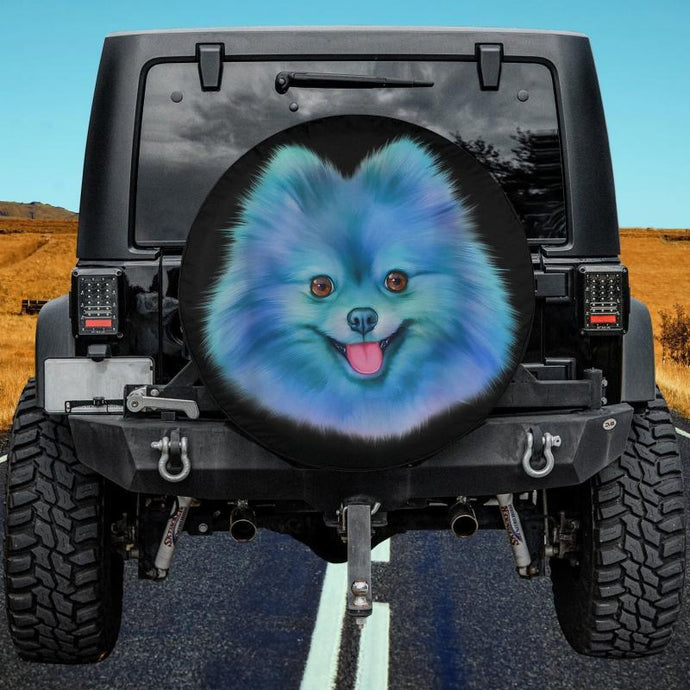 Colorful Watercolor Pomeranian Portrait Pom Puppy Owner Spare Tire Cover Thickening Leather Universal