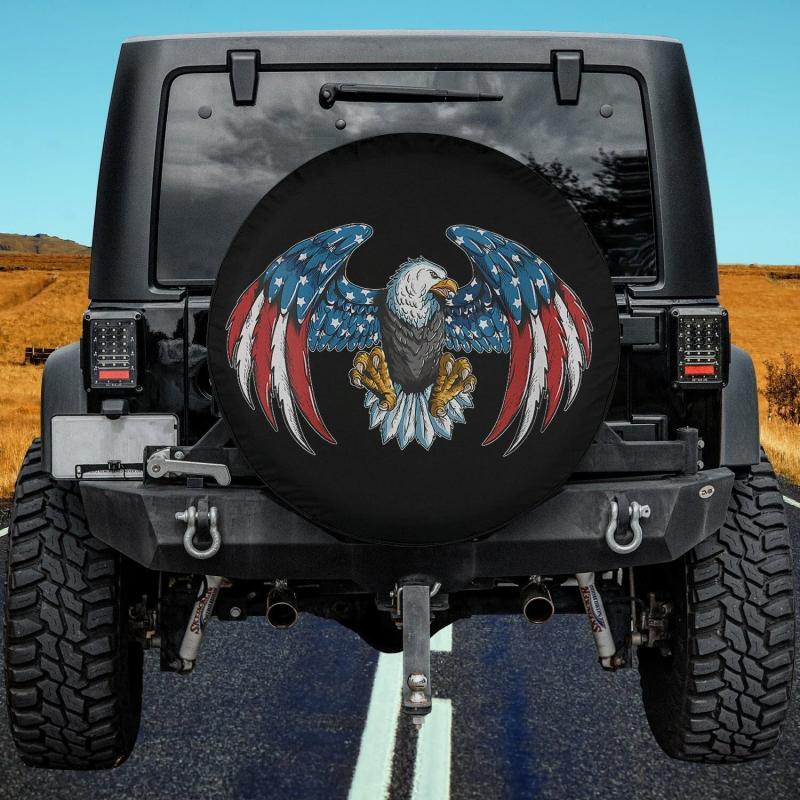 Load image into Gallery viewer, Bird Of Prey America Flag Eagle Bald Eagle Bird Of Prey Spare Tire Cover Thickening Leather Universal
