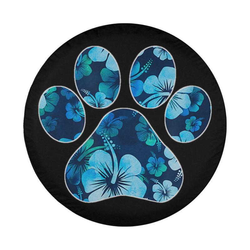 Load image into Gallery viewer, Blue Hawaiian Flowers Paw Spare Tire Cover Thickening Leather Universal
