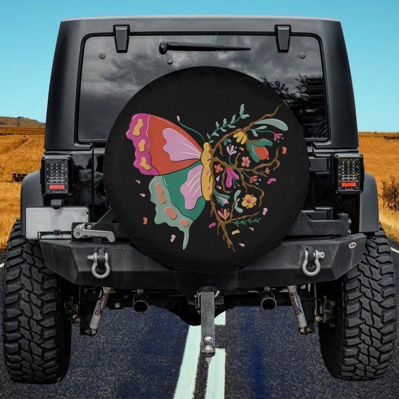 Load image into Gallery viewer, Butterfly In Nature Design With Flowers Spare Tire Cover Thickening Leather Universal
