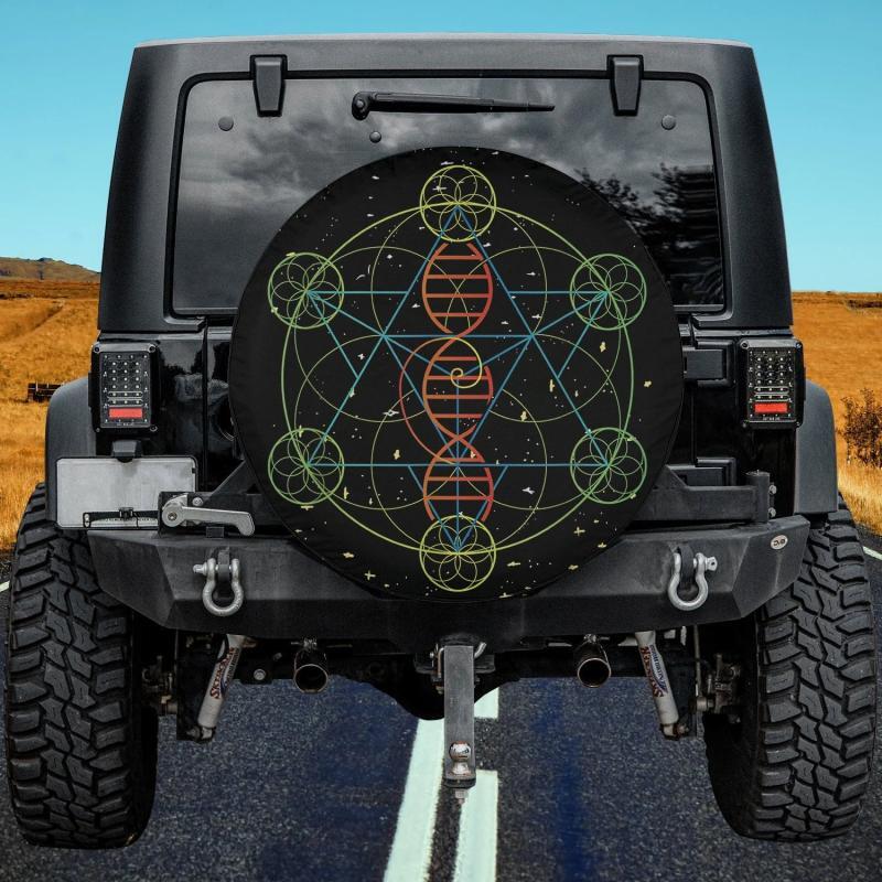 Load image into Gallery viewer, Flower of Life DNA Helix Colorful Spare Tire Cover Thickening Leather Universal
